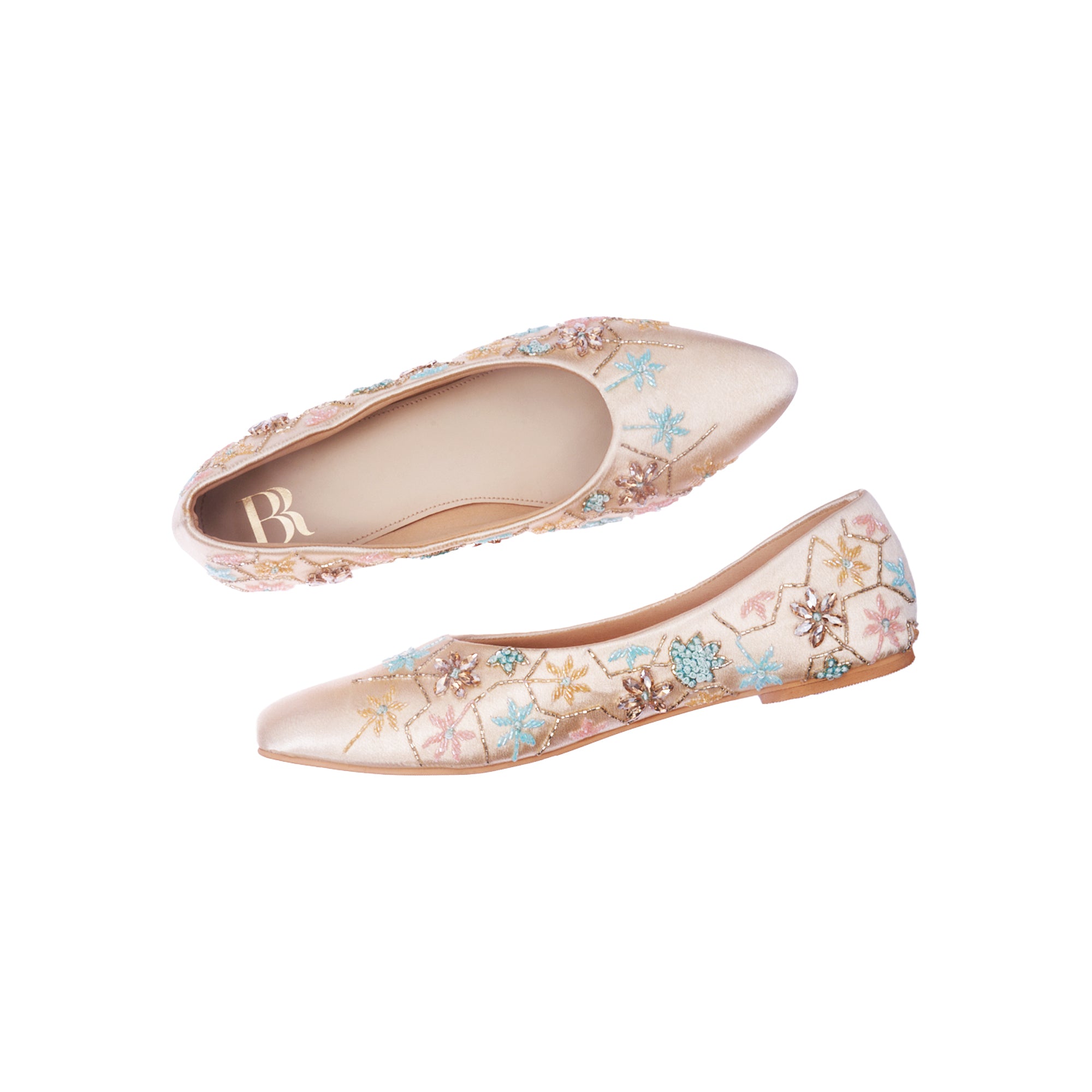 Floral Embroidered Ballerinas Court Shoe