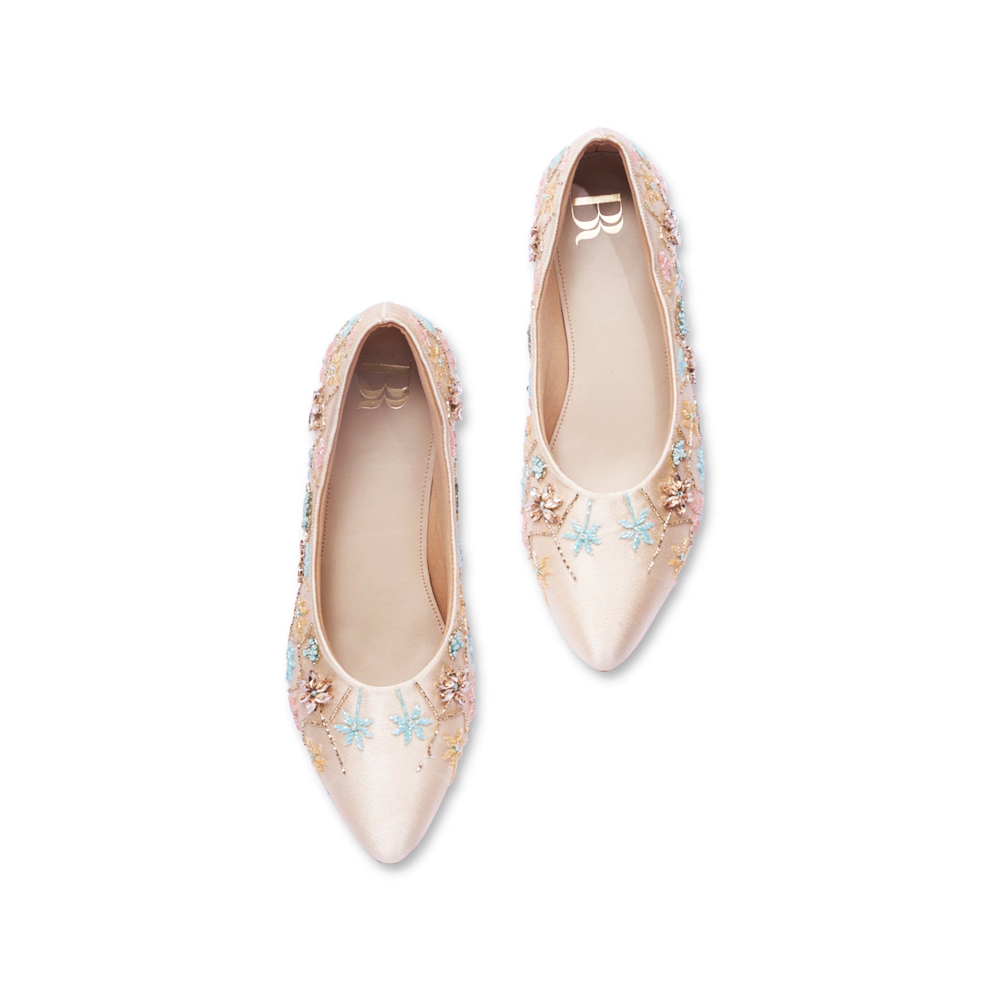 Floral Embroidered Ballerinas Court Shoe